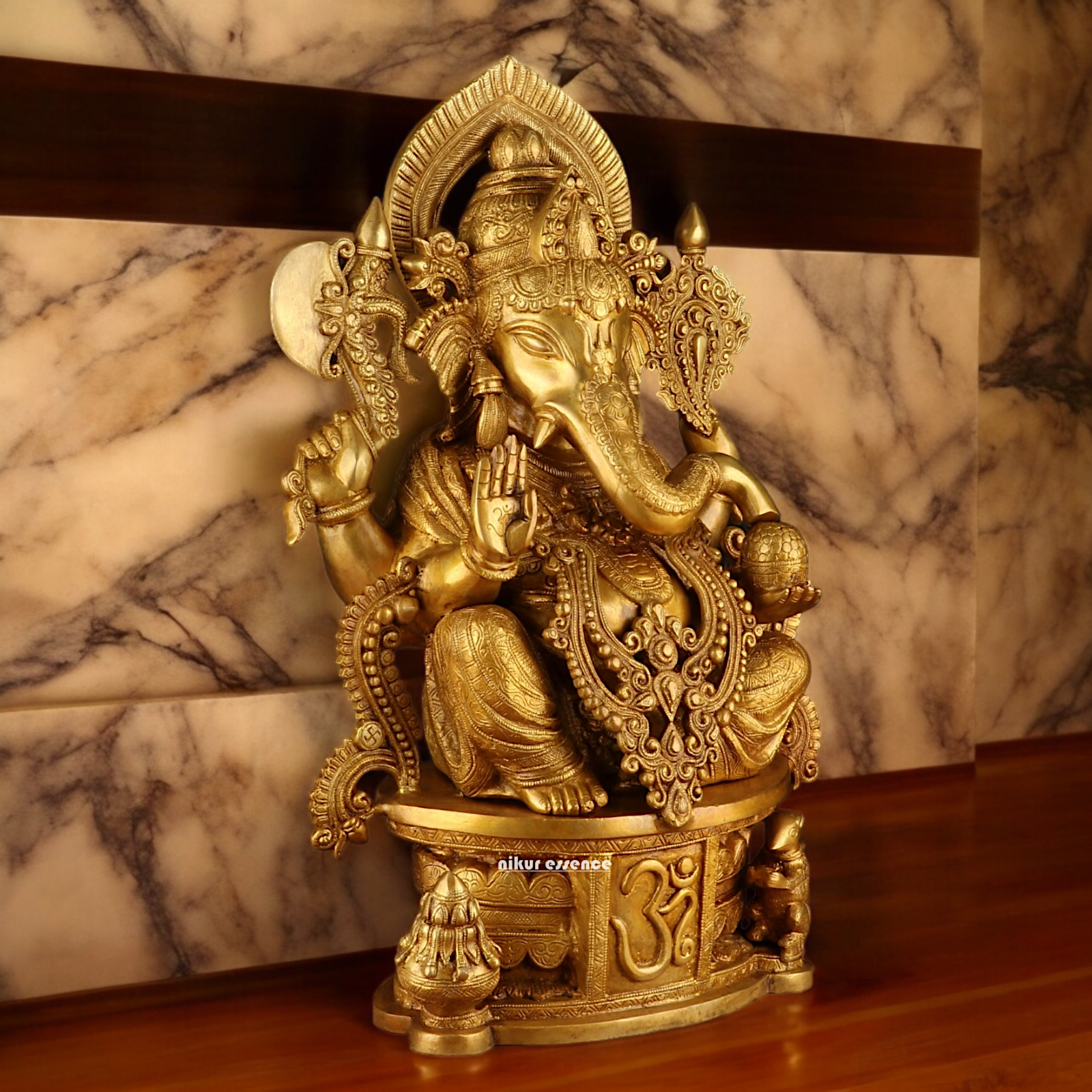 Solid Brass Ganesh Seated Idol - 23 inches Nikuressence