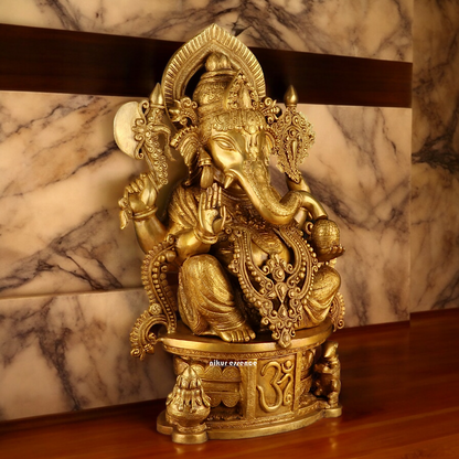 Solid Brass Ganesh Seated Idol - 23 inches Nikuressence