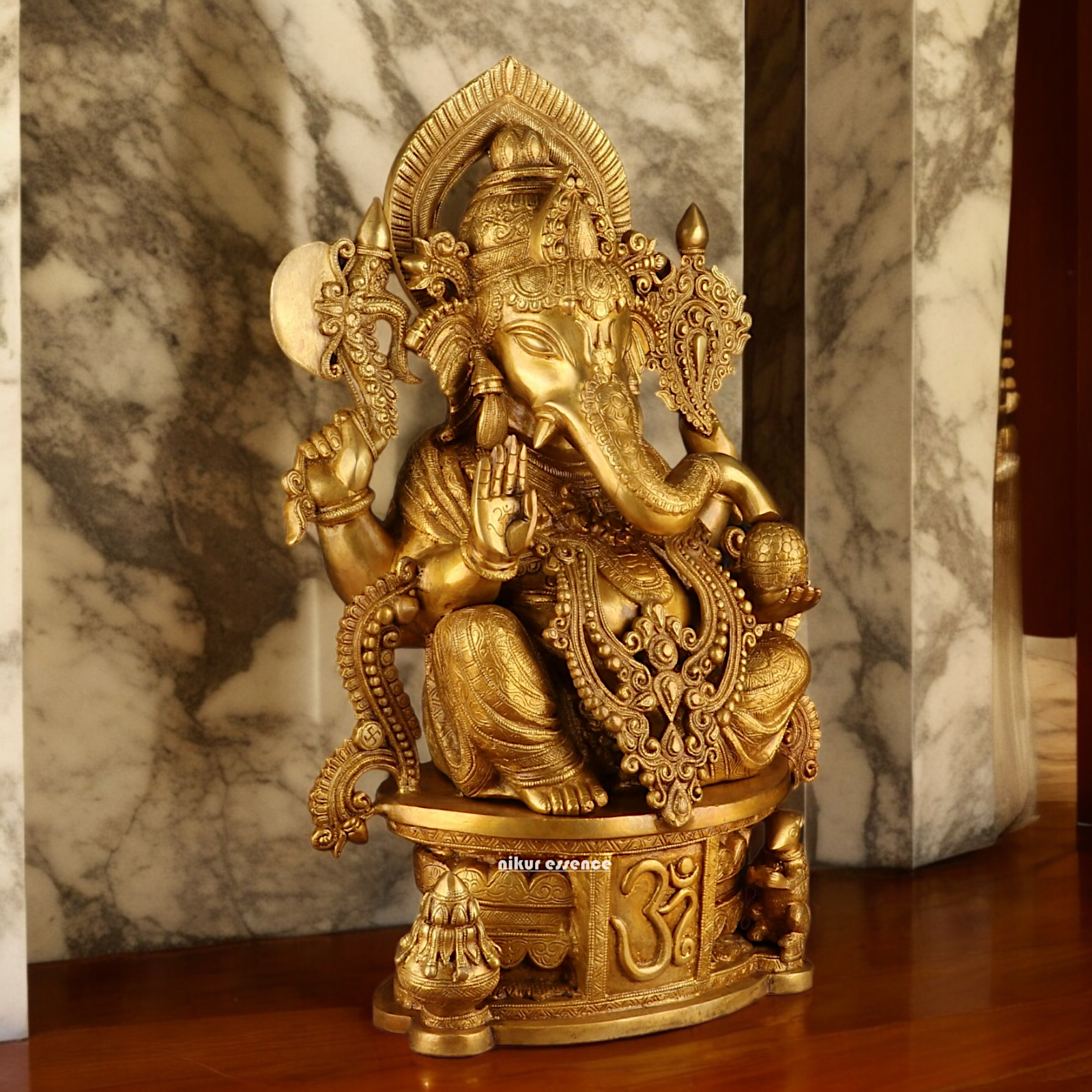 Solid Brass Ganesh Seated Idol - 23 inches Nikuressence