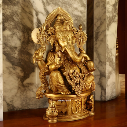Solid Brass Ganesh Seated Idol - 23 inches Nikuressence