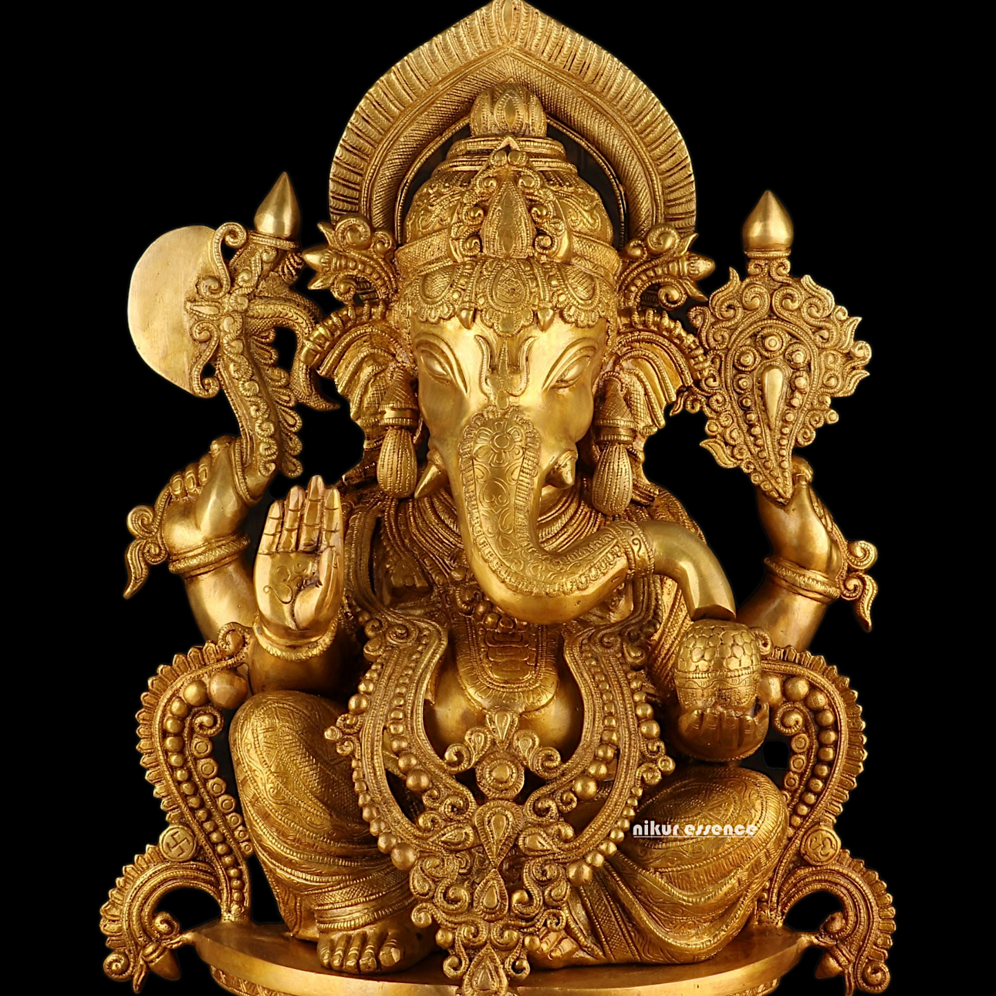 Solid Brass Ganesh Seated Idol - 23 inches Nikuressence
