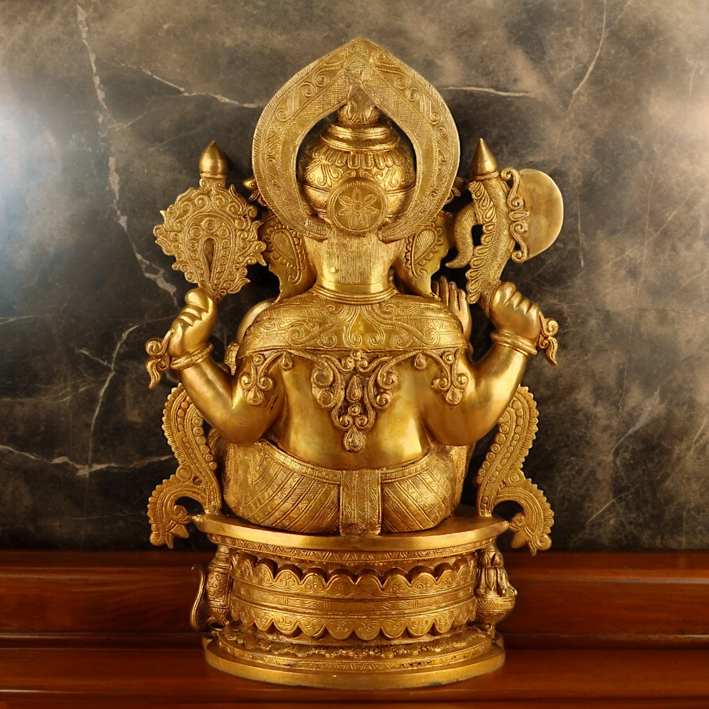 Solid Brass Ganesh Seated Idol - 23 inches Nikuressence