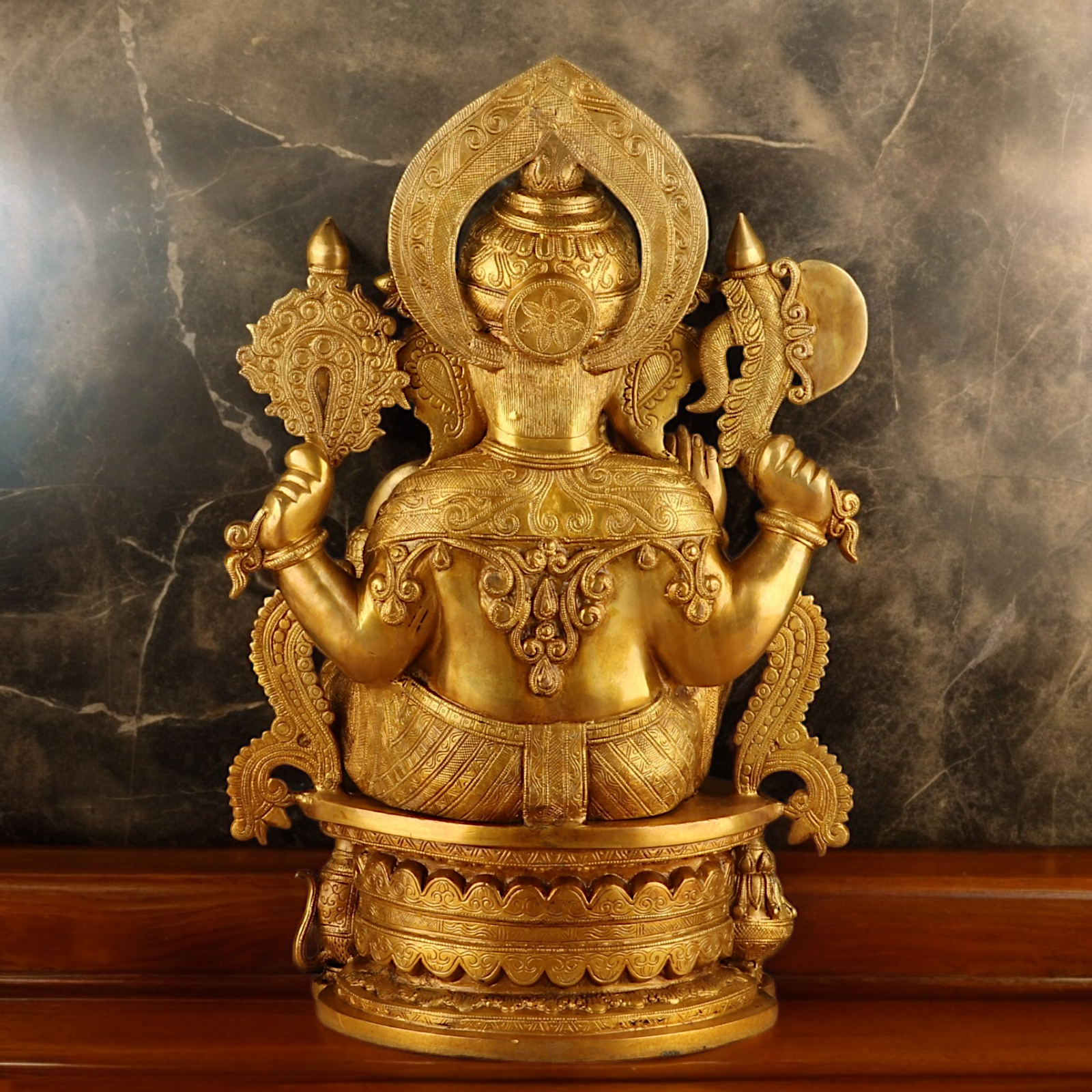 Solid Brass Ganesh Seated Idol - 23 inches Nikuressence