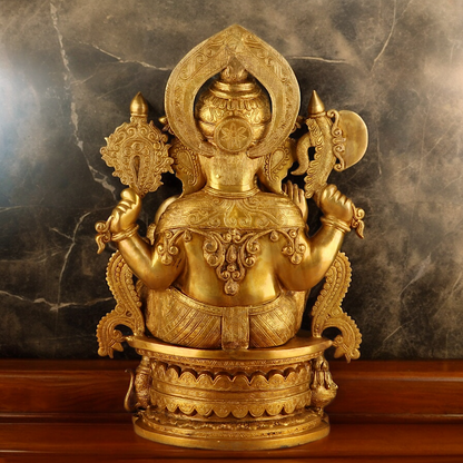 Solid Brass Ganesh Seated Idol - 23 inches Nikuressence