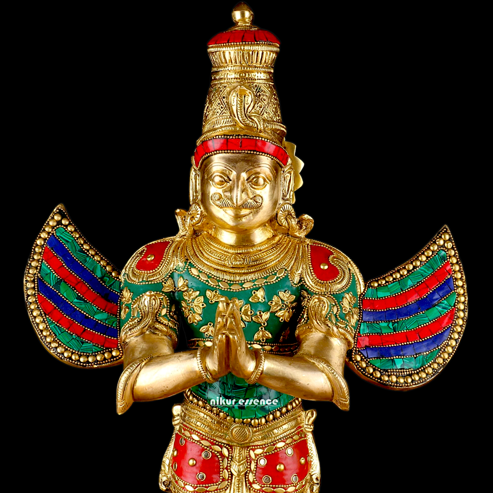 Shop Garuda Standing Brass Idol with Stone Work - 22 inches Nikuressence
