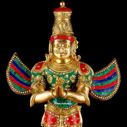 Shop Garuda Standing Brass Idol with Stone Work - 22 inches Nikuressence