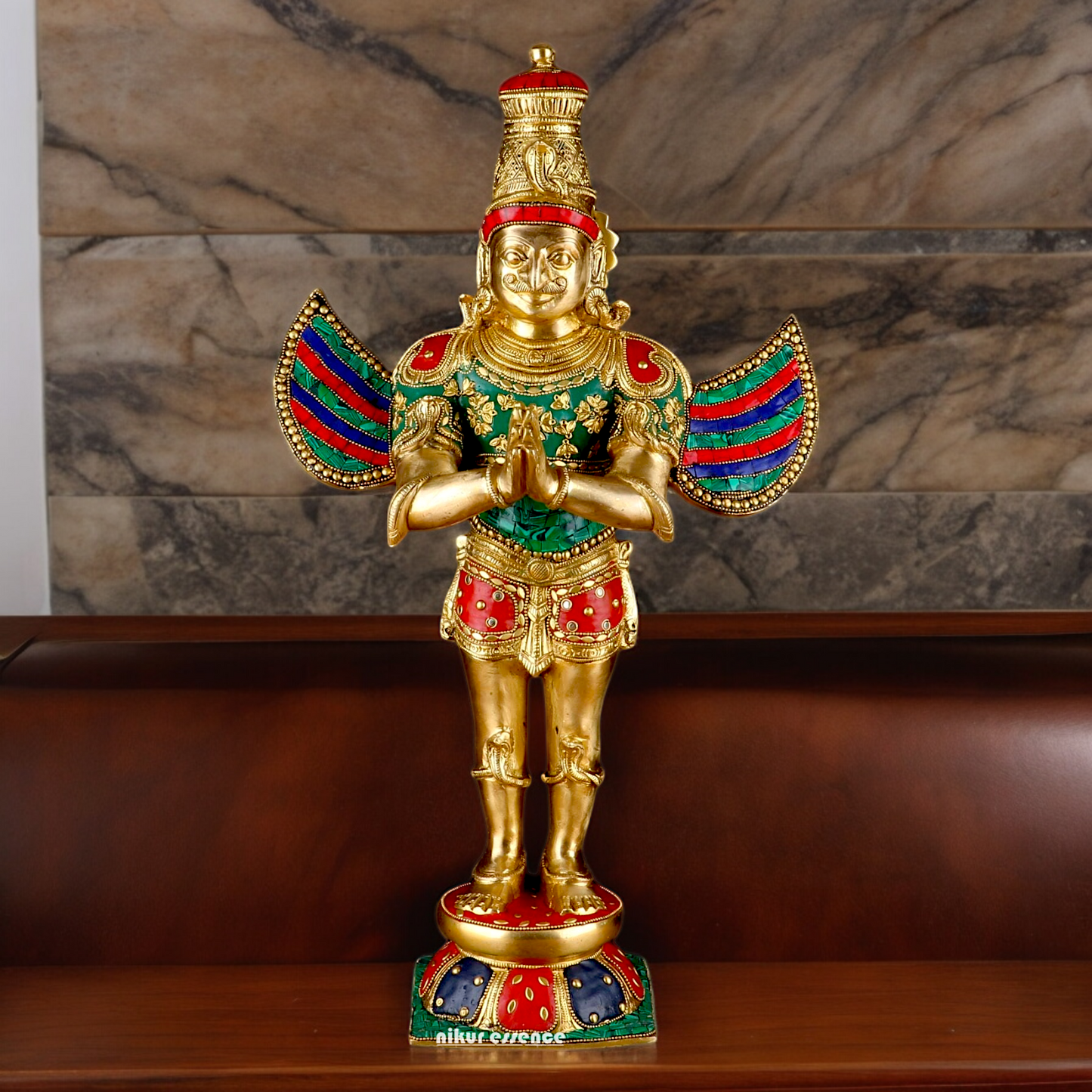 Shop Garuda Standing Brass Idol with Stone Work - 22 inches Nikuressence