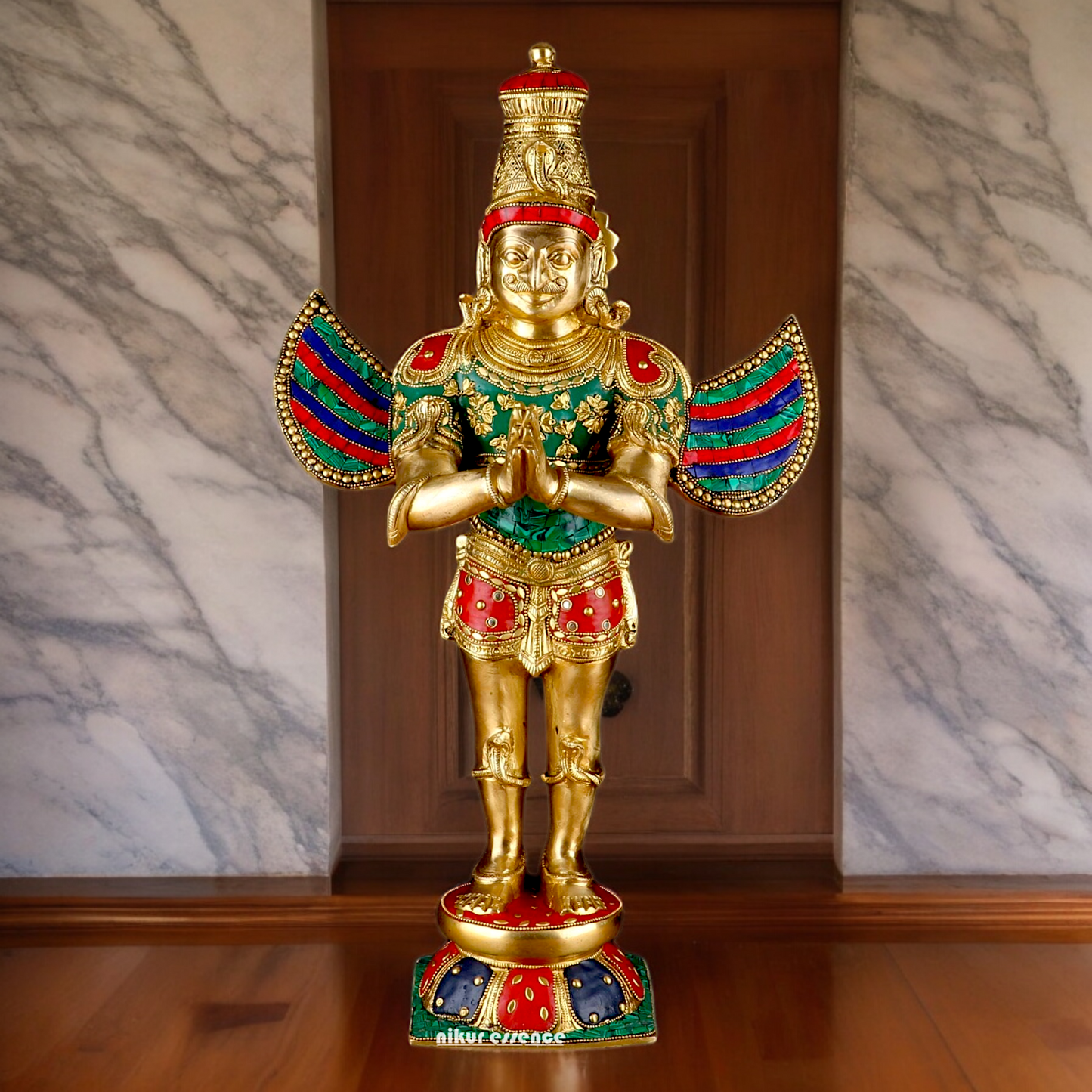 Shop Garuda Standing Brass Idol with Stone Work - 22 inches Nikuressence