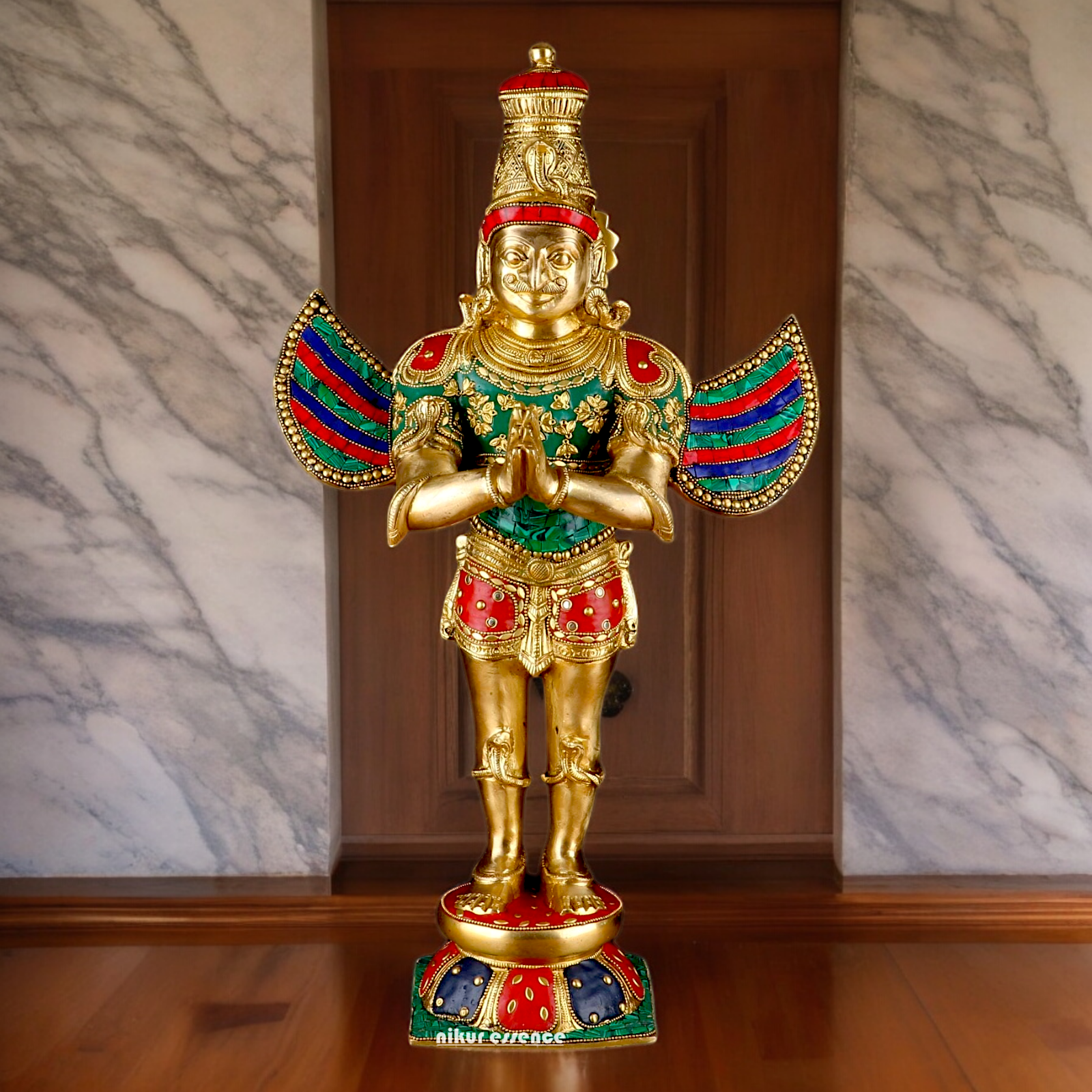 Shop Garuda Standing Brass Idol with Stone Work - 22 inches Nikuressence