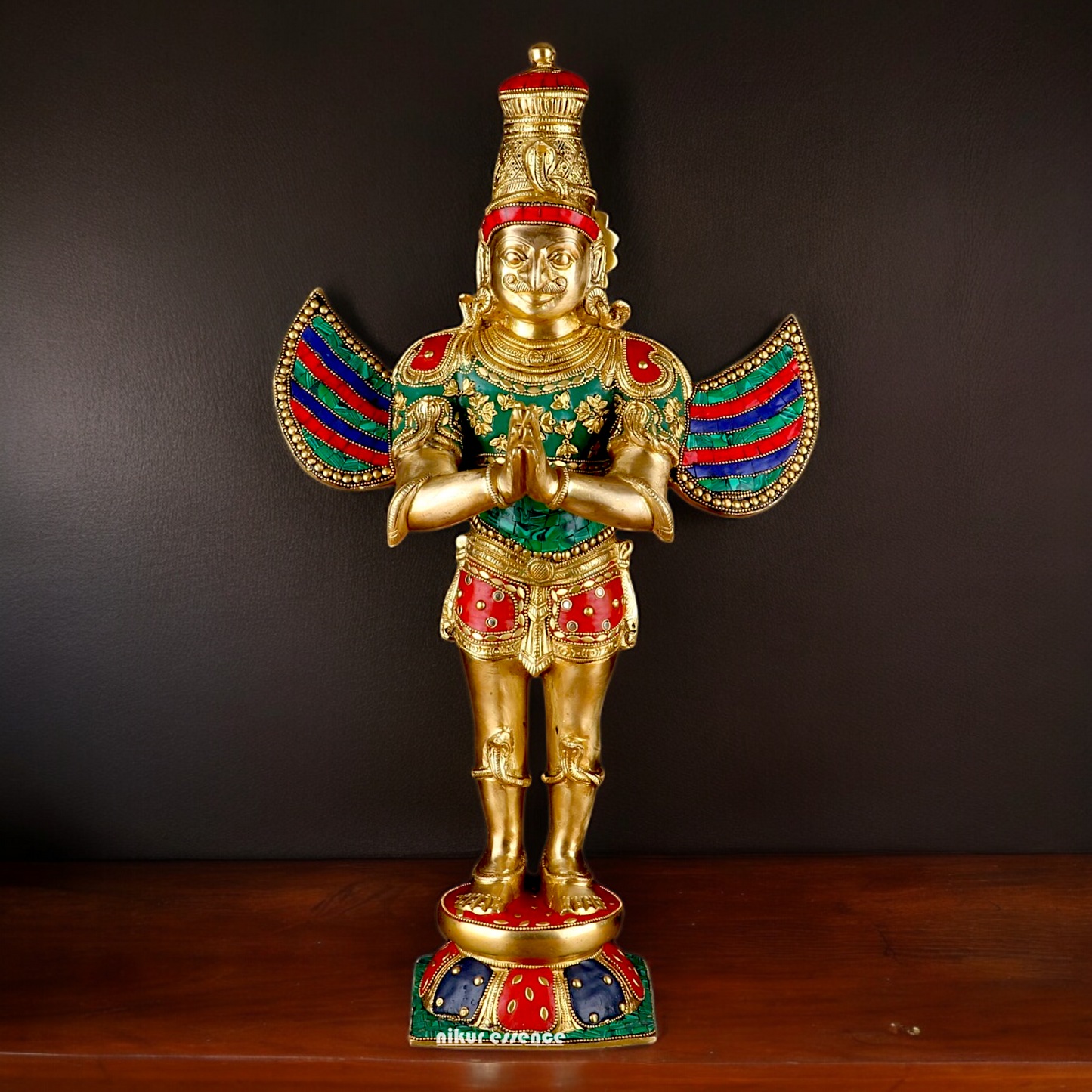 Shop Garuda Standing Brass Idol with Stone Work - 22 inches Nikuressence