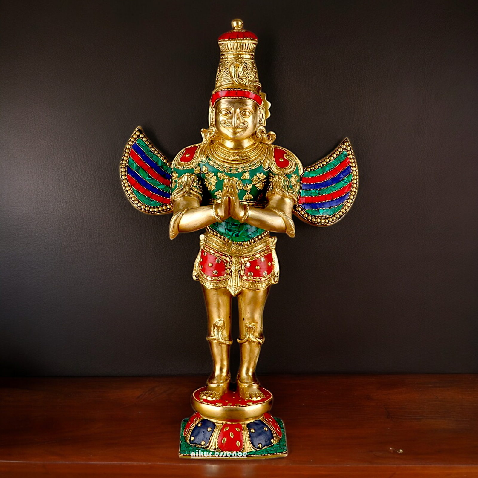 Shop Garuda Standing Brass Idol with Stone Work - 22 inches Nikuressence