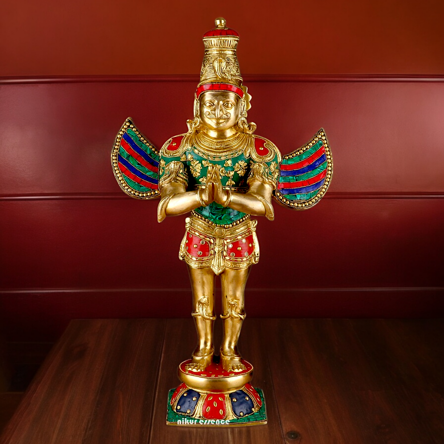 Shop Garuda Standing Brass Idol with Stone Work - 22 inches Nikuressence