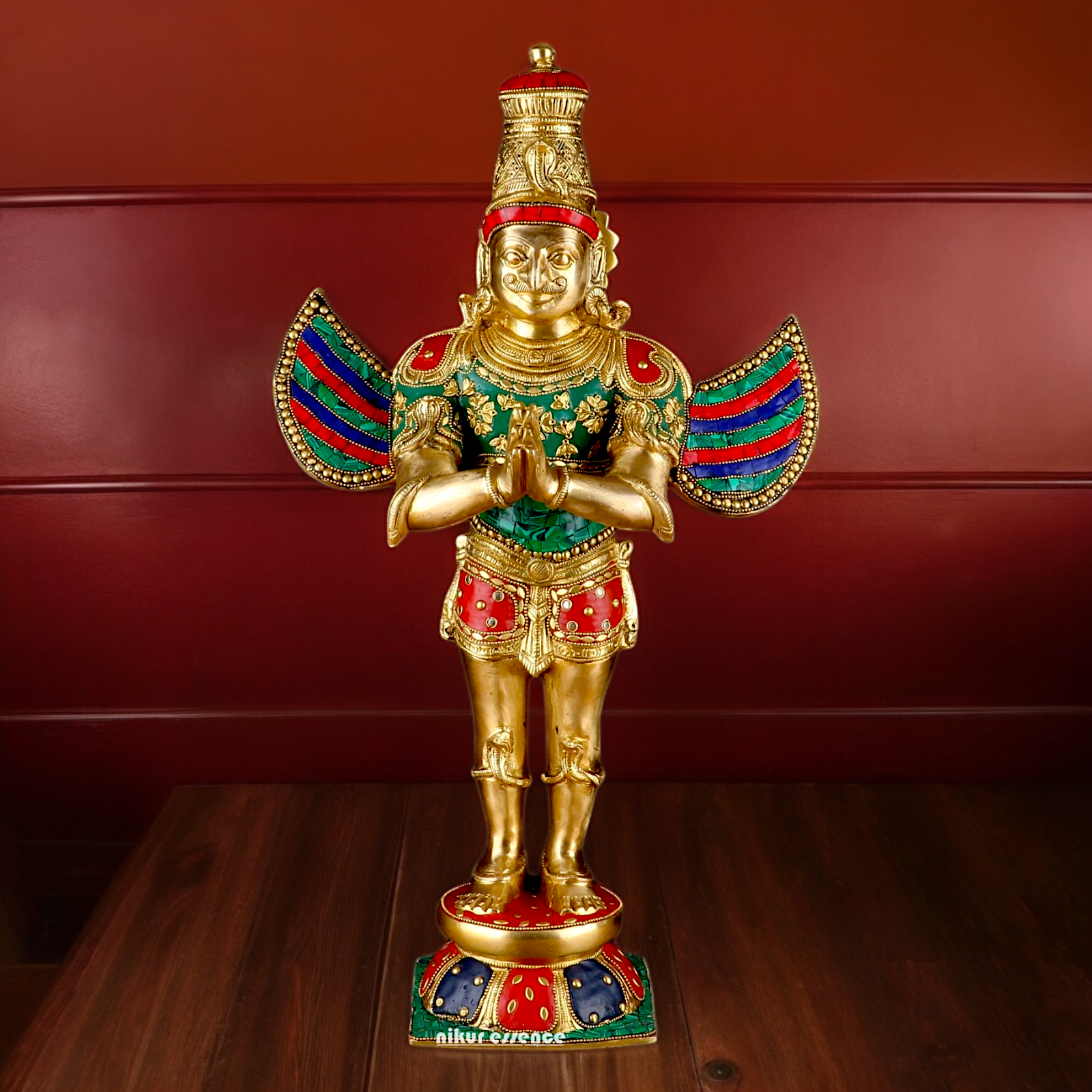 Shop Garuda Standing Brass Idol with Stone Work - 22 inches Nikuressence