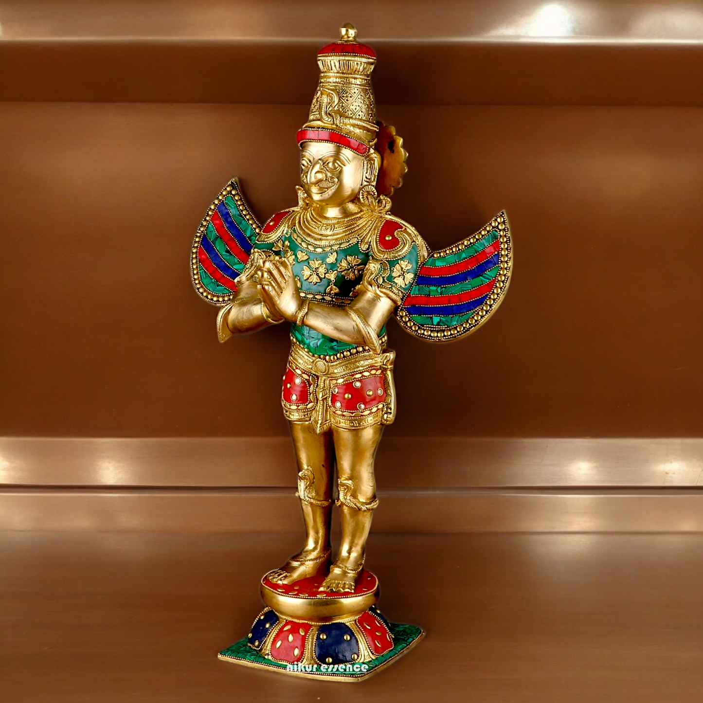 Shop Garuda Standing Brass Idol with Stone Work - 22 inches Nikuressence