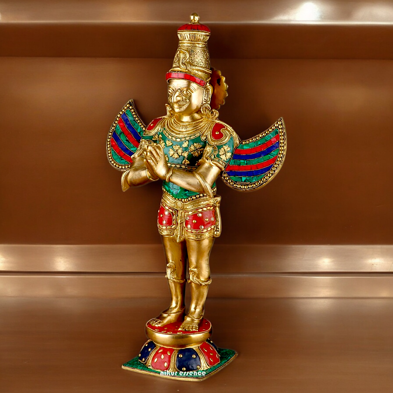 Shop Garuda Standing Brass Idol with Stone Work - 22 inches Nikuressence
