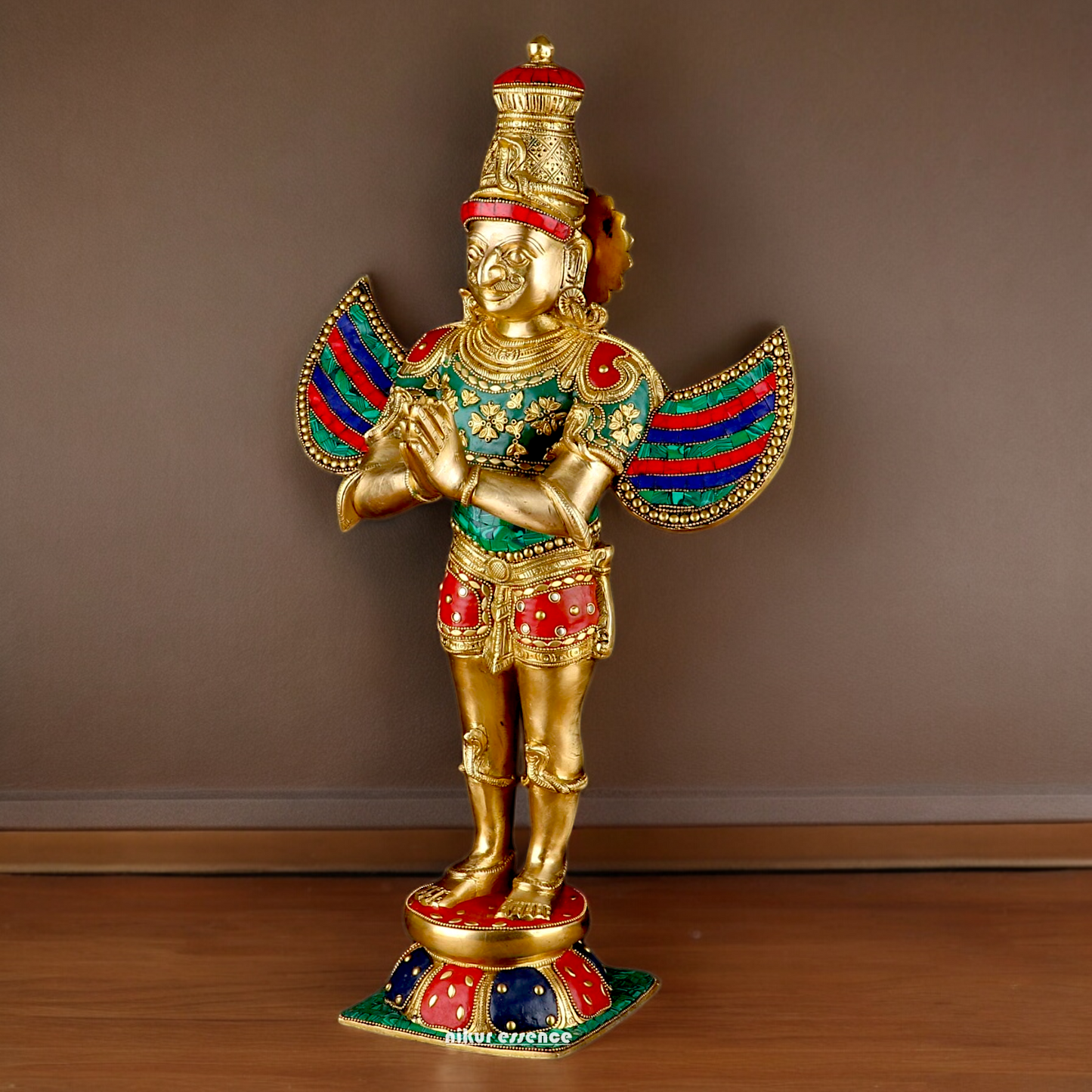 Shop Garuda Standing Brass Idol with Stone Work - 22 inches Nikuressence