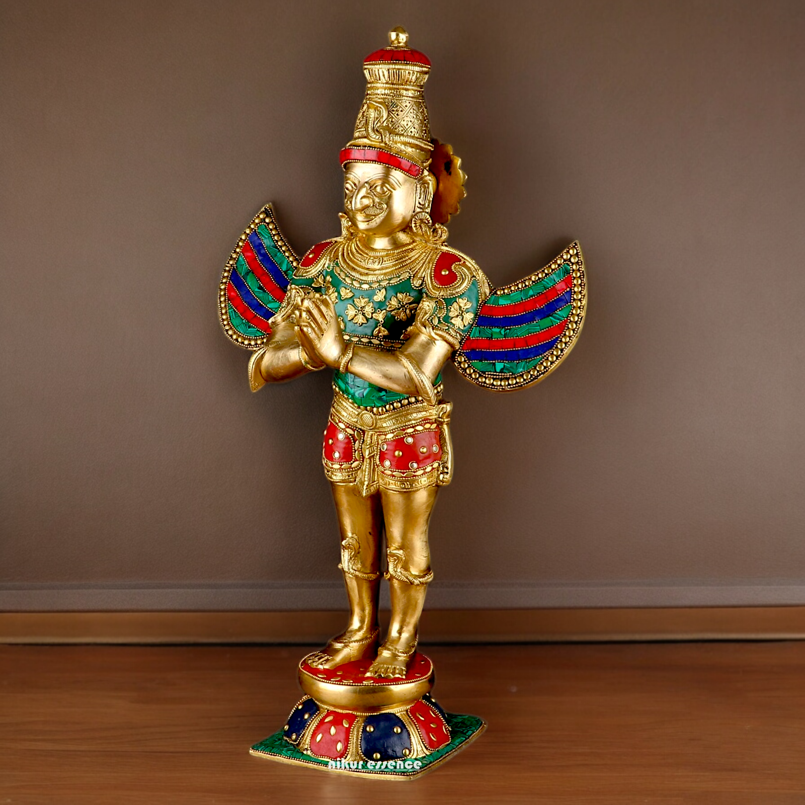 Shop Garuda Standing Brass Idol with Stone Work - 22 inches Nikuressence
