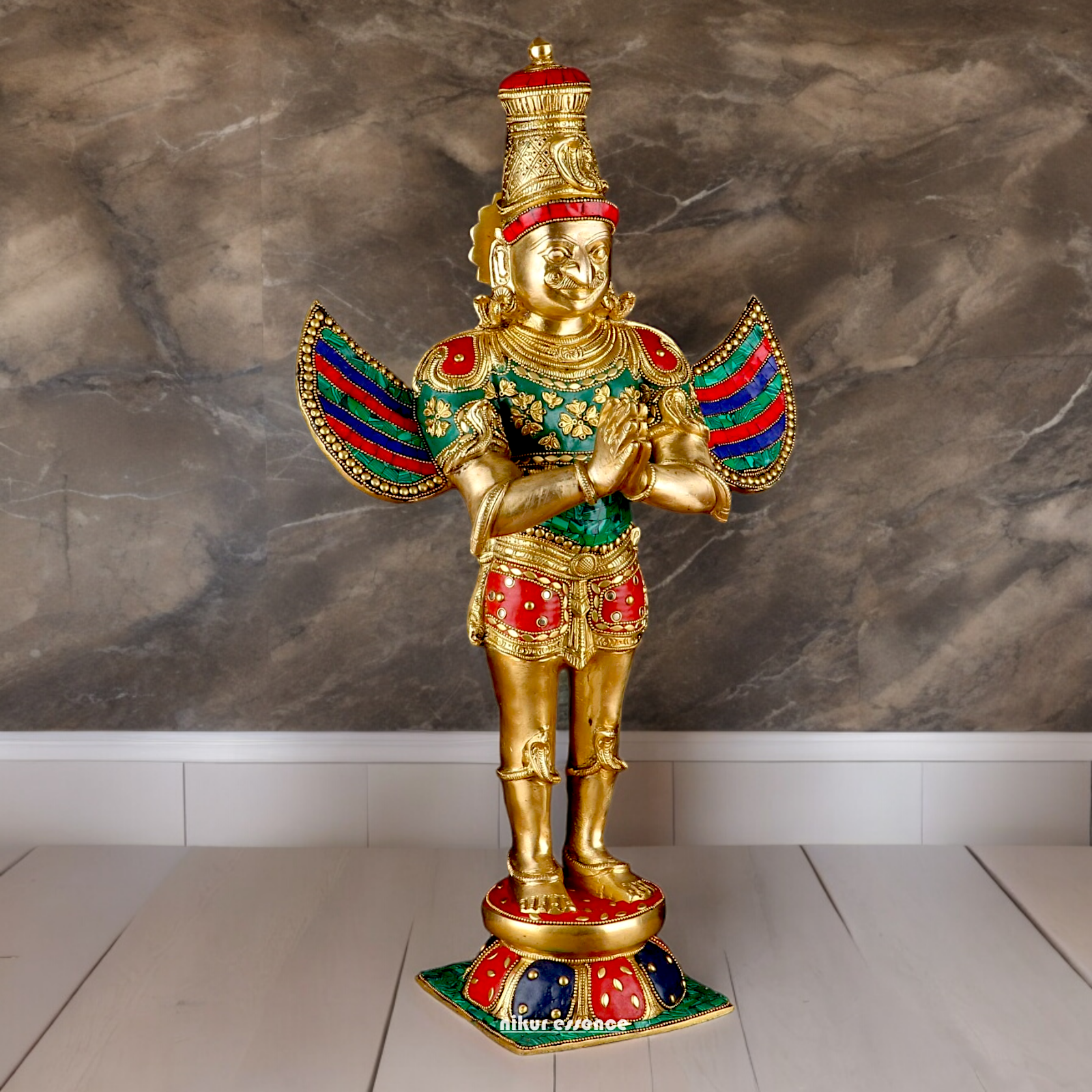 Shop Garuda Standing Brass Idol with Stone Work - 22 inches Nikuressence
