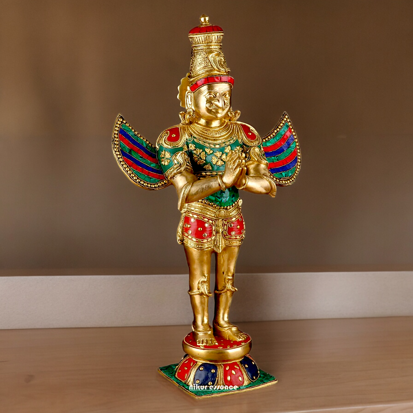 Shop Garuda Standing Brass Idol with Stone Work - 22 inches Nikuressence