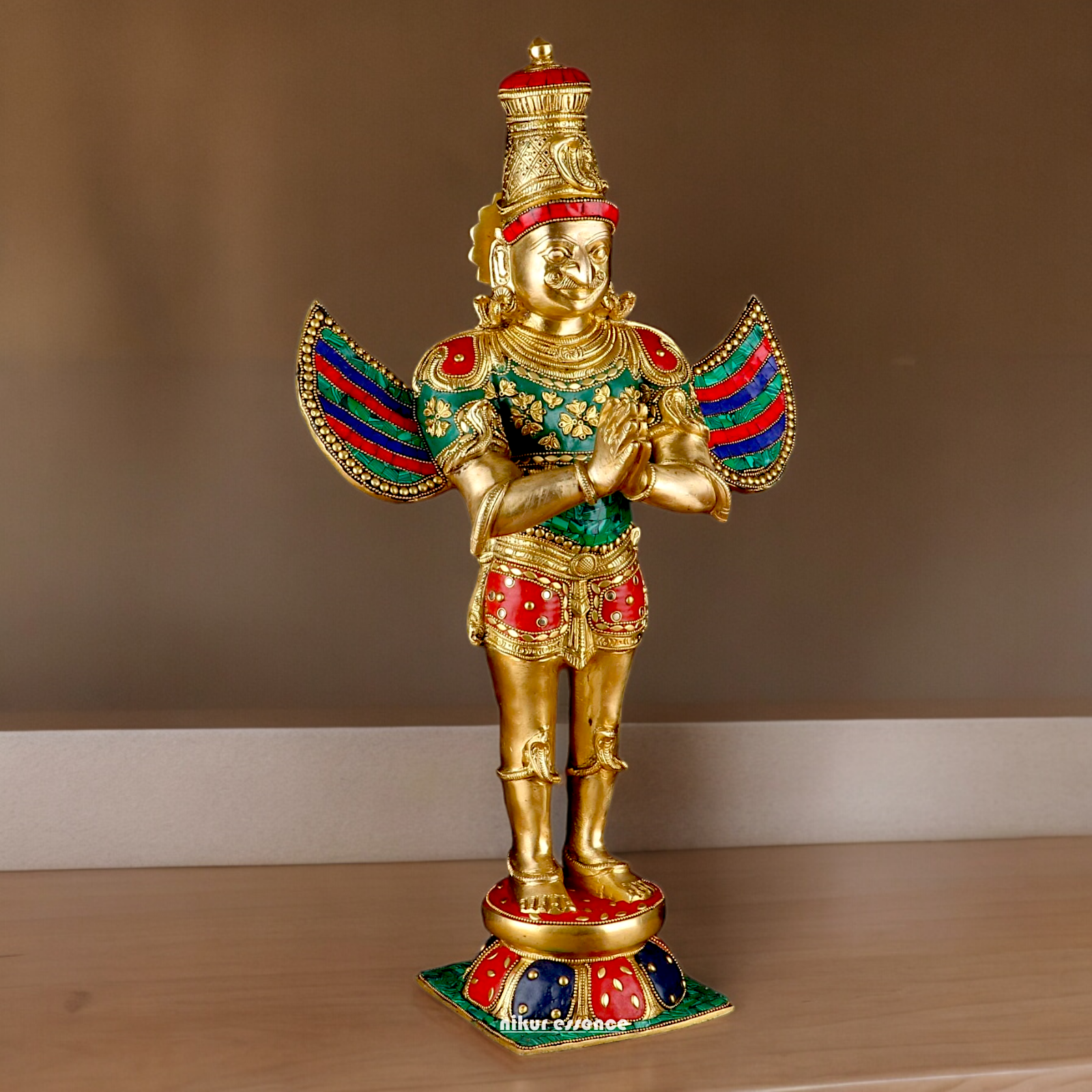 Shop Garuda Standing Brass Idol with Stone Work - 22 inches Nikuressence