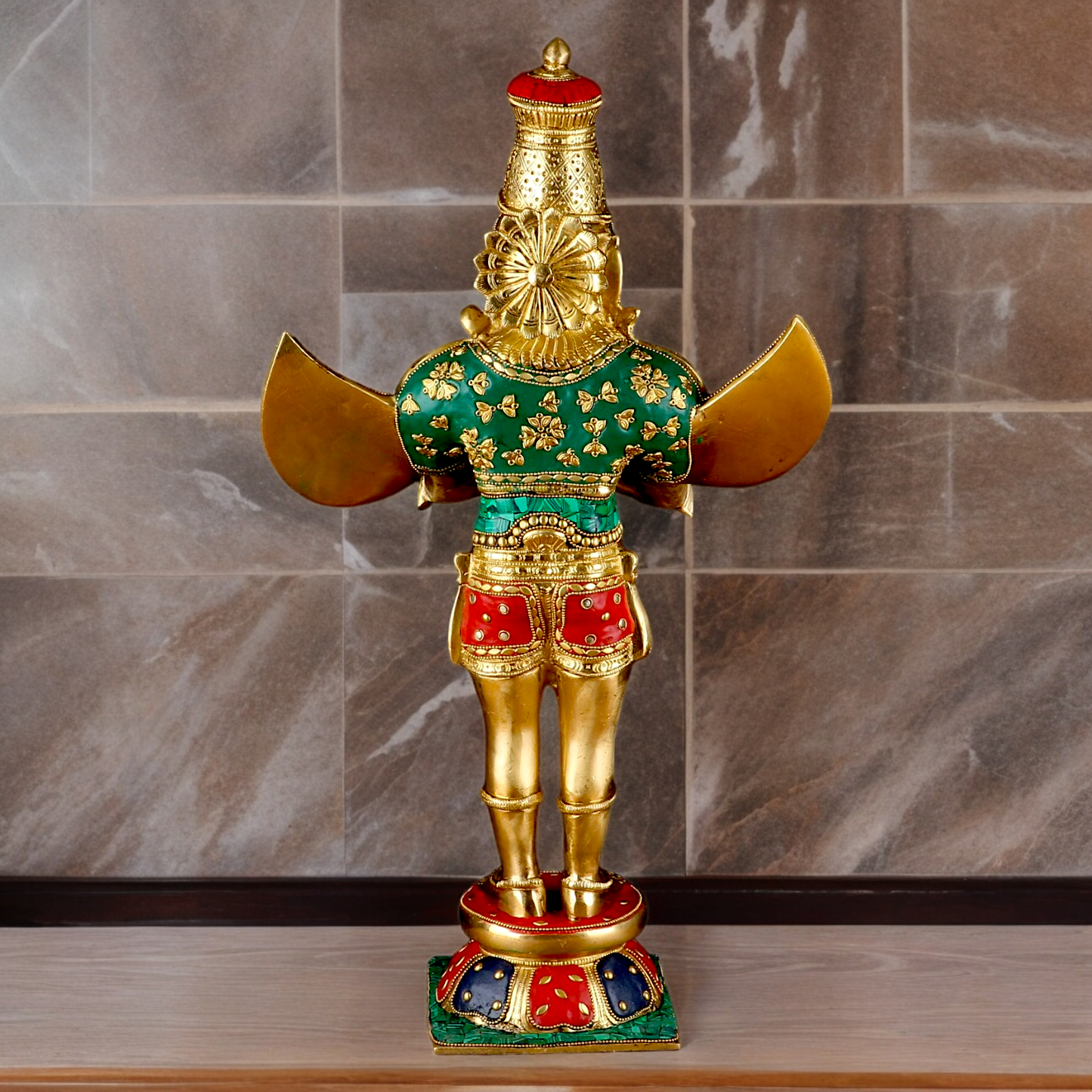 Shop Garuda Standing Brass Idol with Stone Work - 22 inches Nikuressence