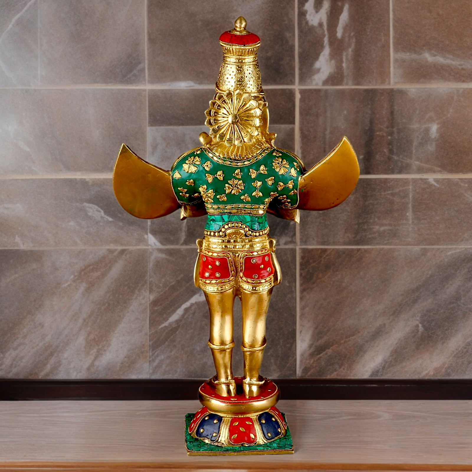 Shop Garuda Standing Brass Idol with Stone Work - 22 inches Nikuressence