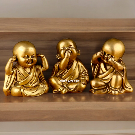 Shop Brass Baby Laughing Buddha Monk idol - 5 inches Nikuressence
