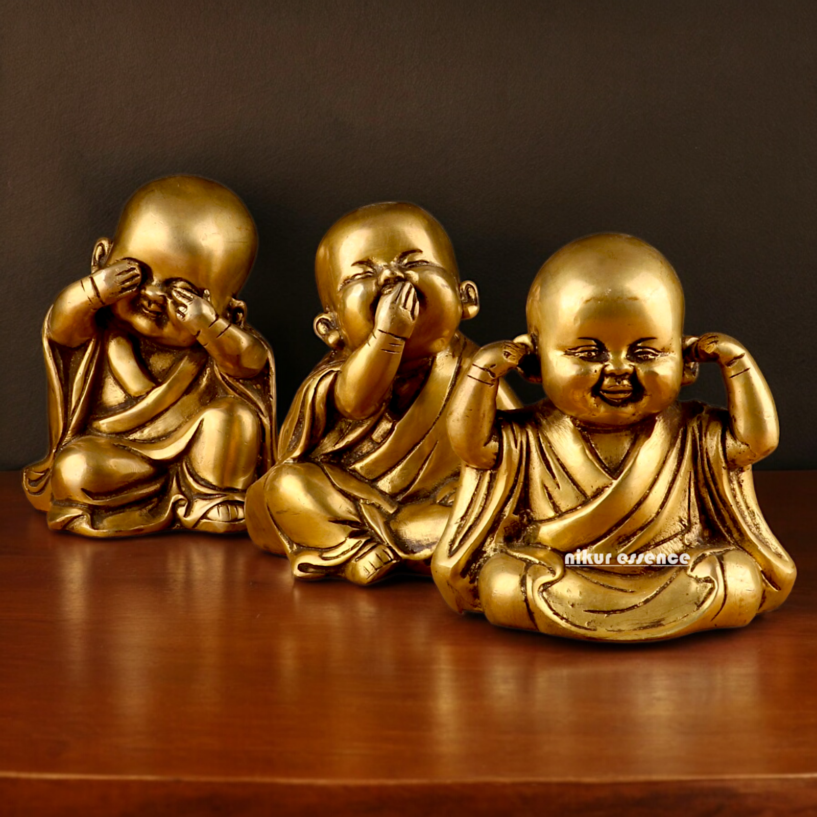 Shop Brass Baby Laughing Buddha Monk idol - 5 inches Nikuressence