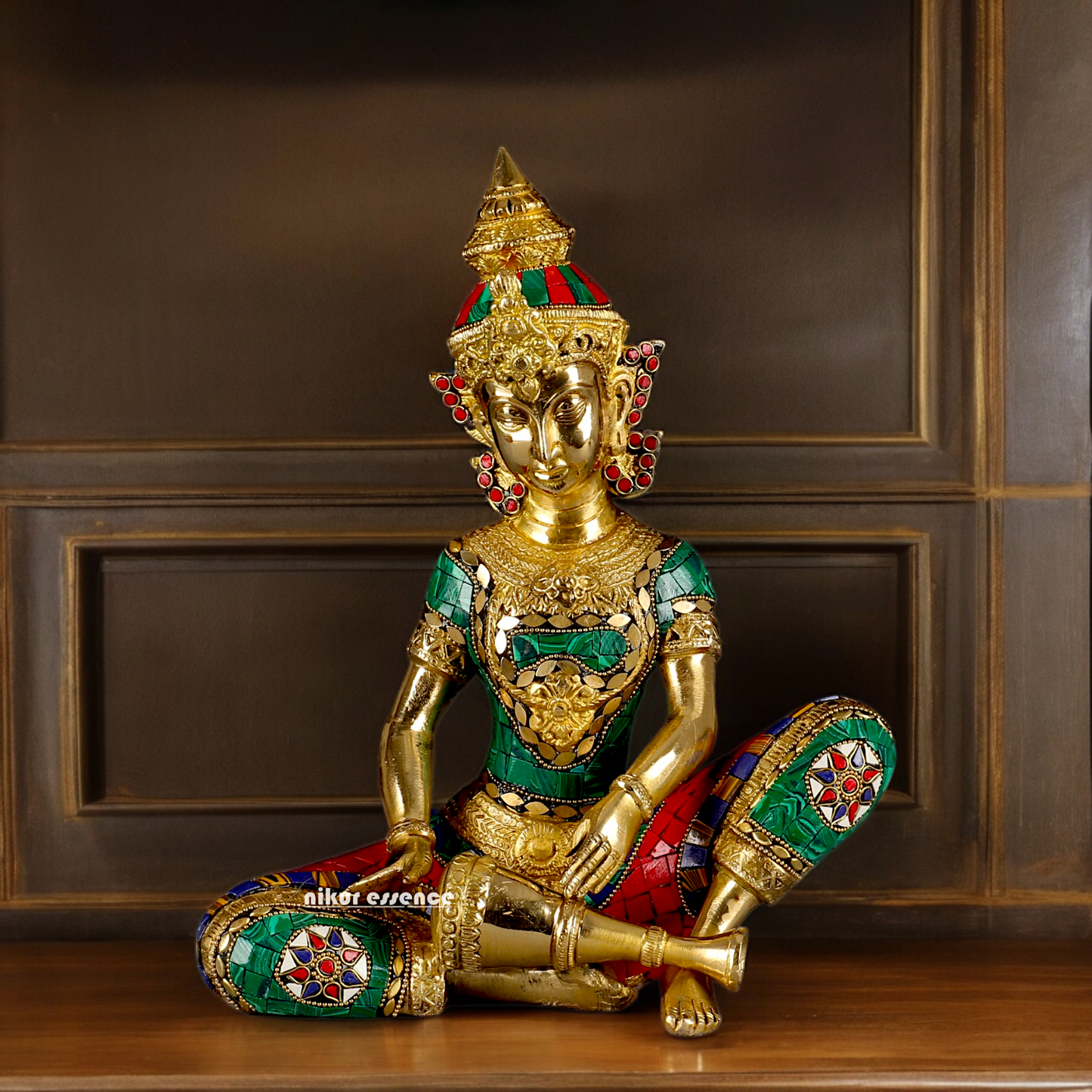 (Copy) Three Musicians Brass idol with Stone Work - 12 inches Nikuressence