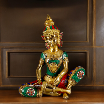 (Copy) Three Musicians Brass idol with Stone Work - 12 inches Nikuressence