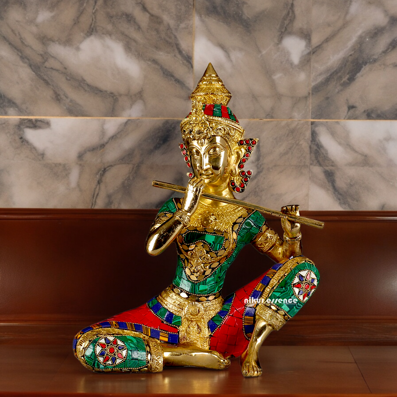 (Copy) Three Musicians Brass idol with Stone Work - 12 inches Nikuressence