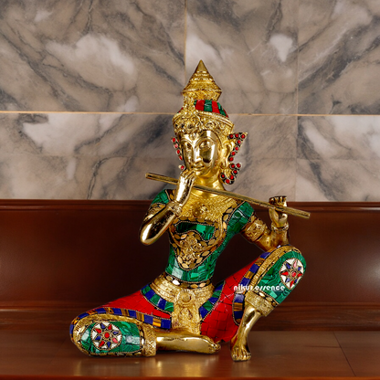 (Copy) Three Musicians Brass idol with Stone Work - 12 inches Nikuressence