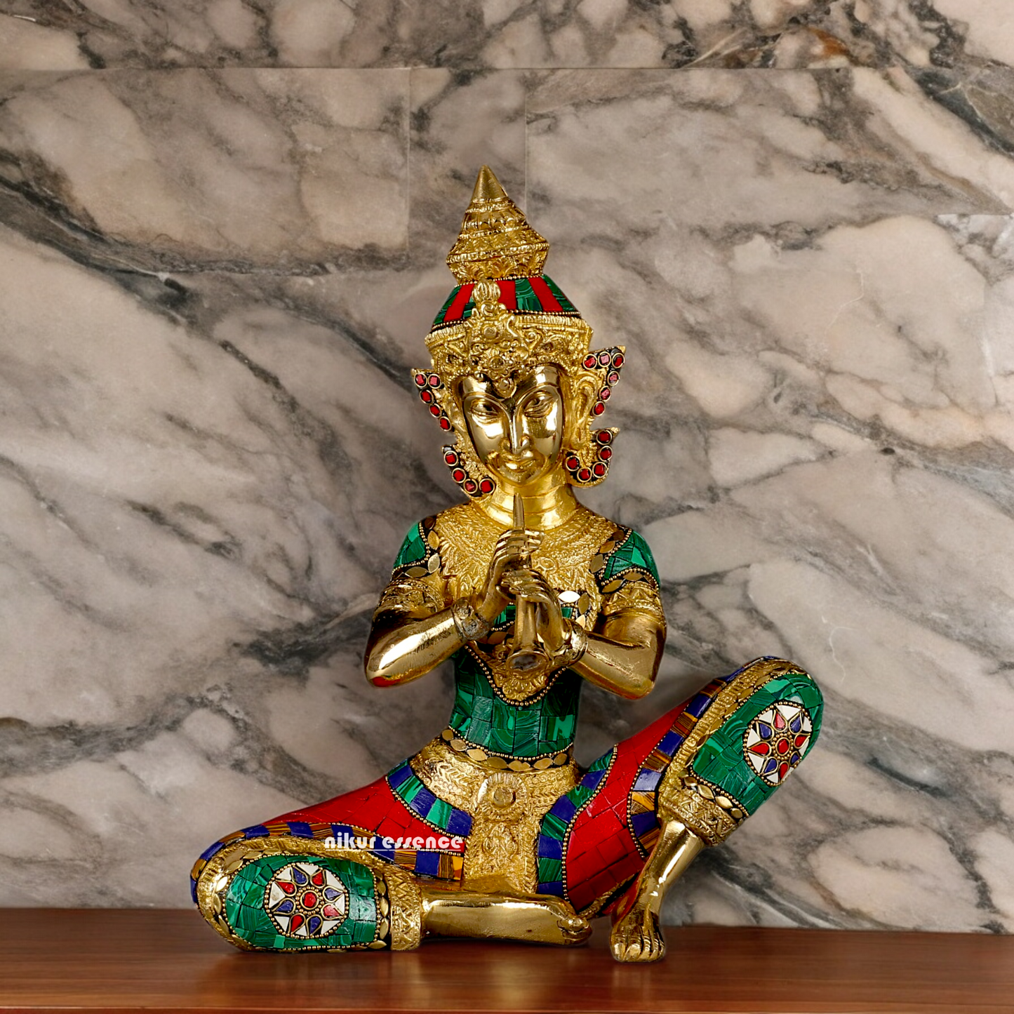 (Copy) Three Musicians Brass idol with Stone Work - 12 inches Nikuressence