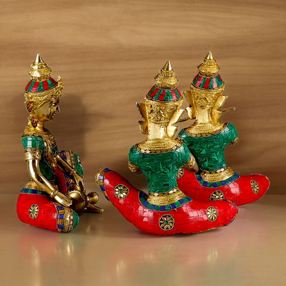 (Copy) Three Musicians Brass idol with Stone Work - 12 inches Nikuressence