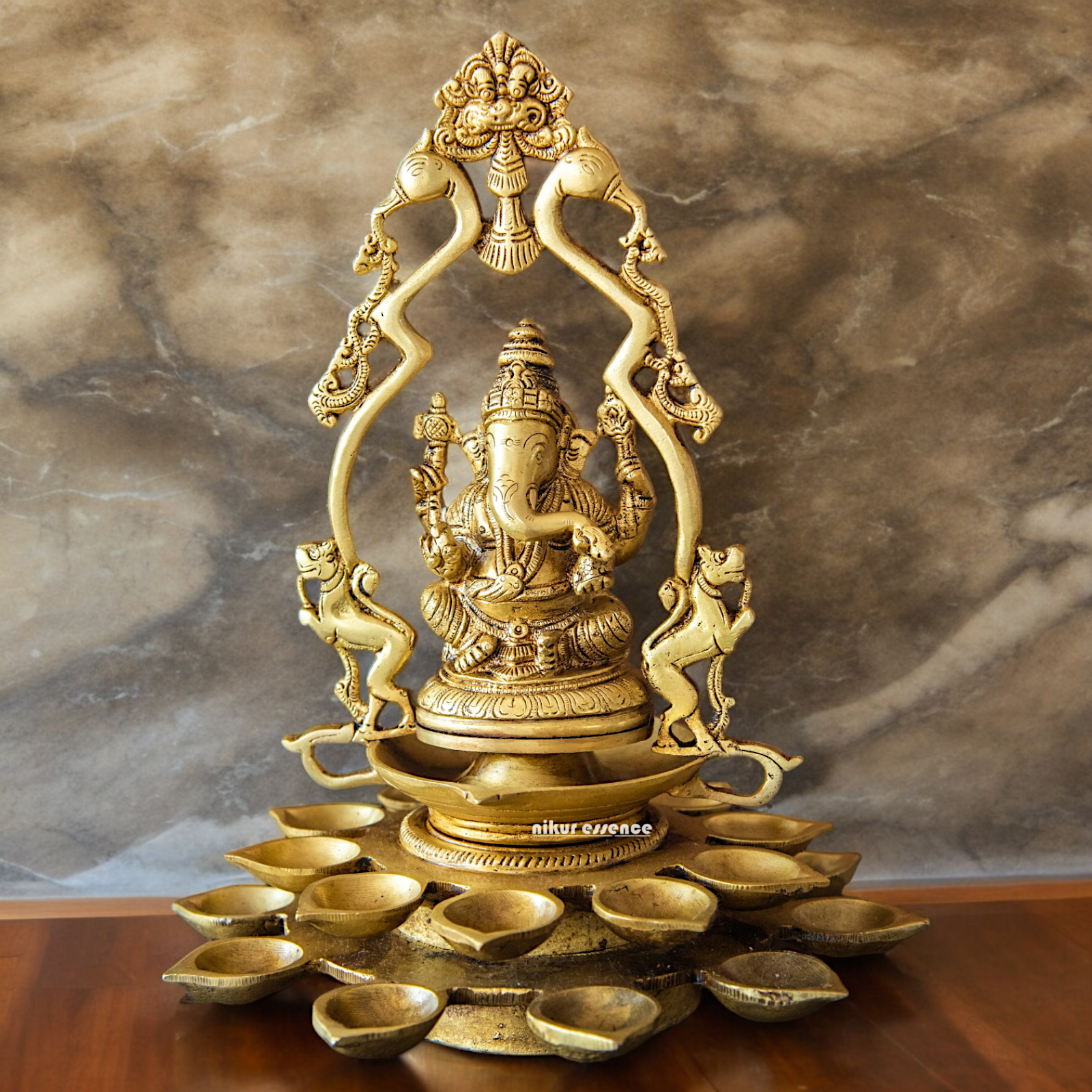 Brass Ganesh Vinayaka Diya - 12.5 inches Nikuressence