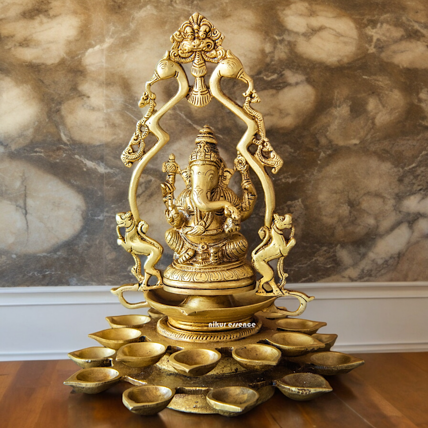 Brass Ganesh Vinayaka Diya - 12.5 inches Nikuressence