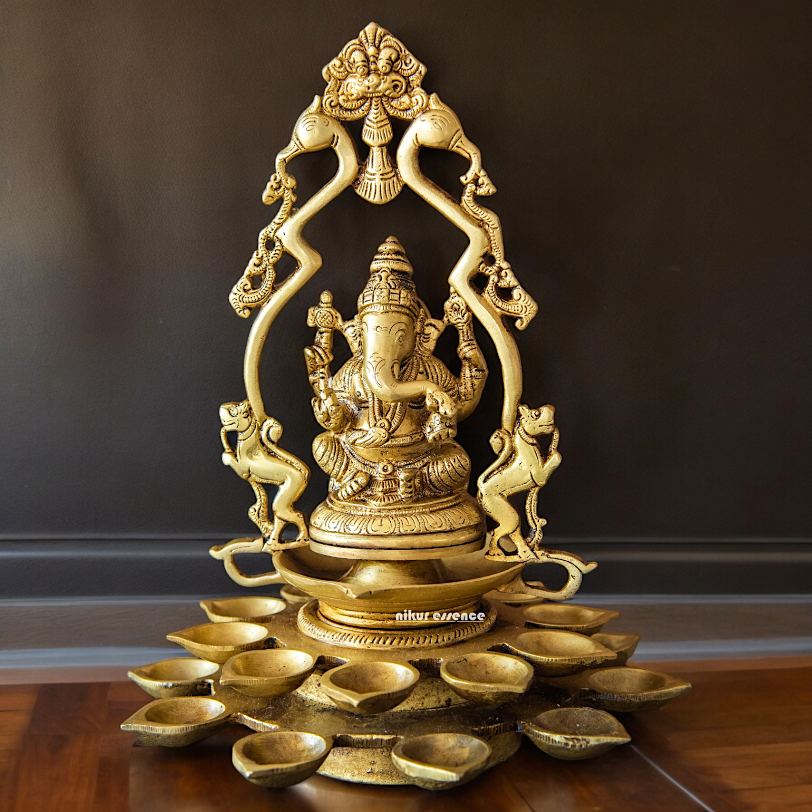 Brass Ganesh Vinayaka Diya - 12.5 inches Nikuressence
