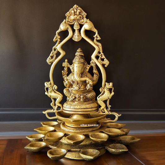 Brass Ganesh Vinayaka Diya - 12.5 inches Nikuressence