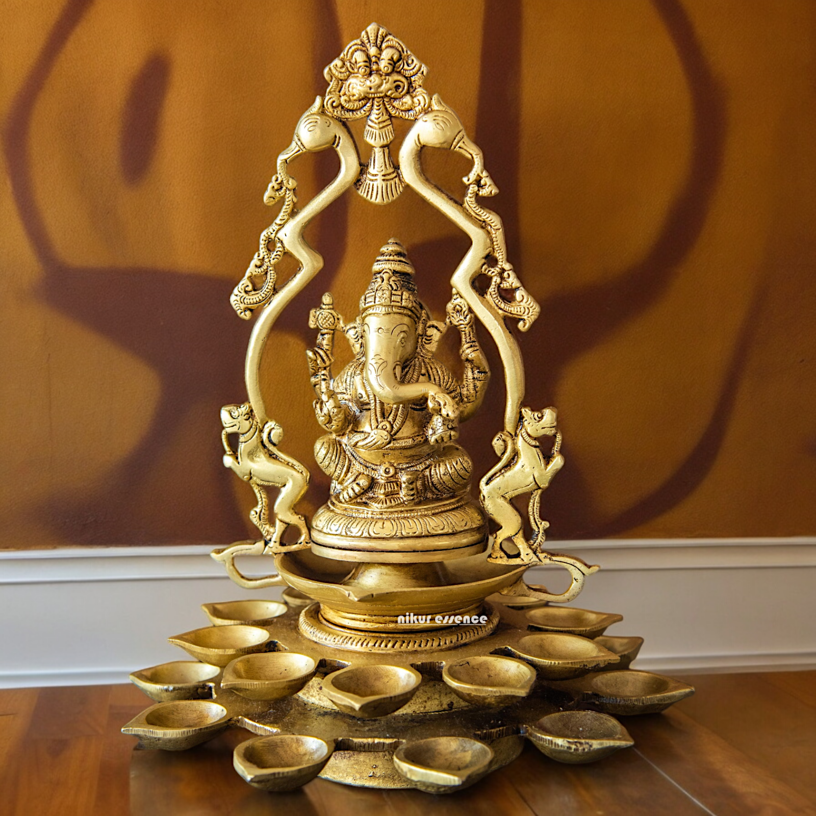 Brass Ganesh Vinayaka Diya - 12.5 inches Nikuressence