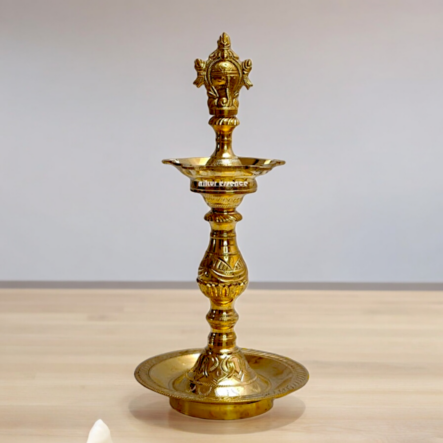 Large Brass Sangu Chakram Diya - 14.567 inches Nikuressence