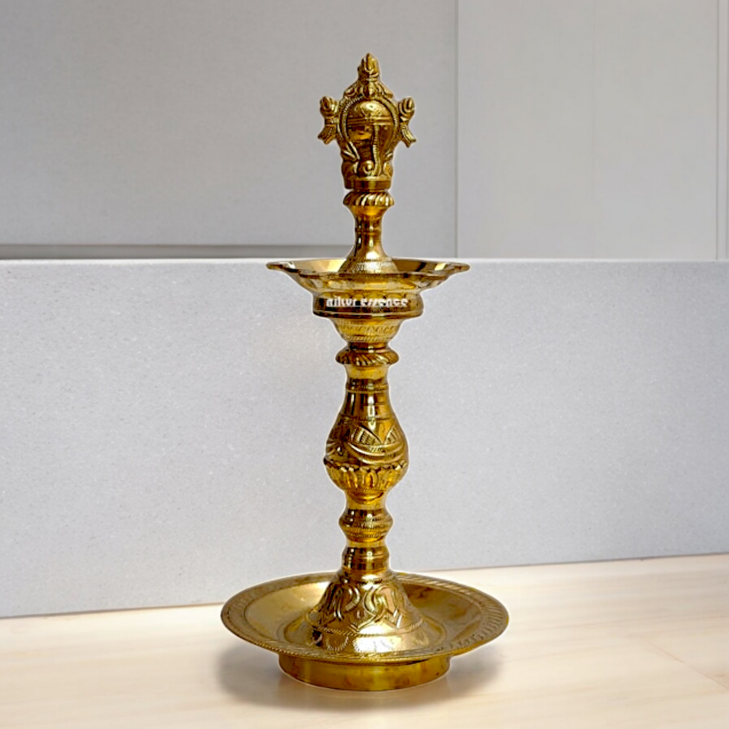 Large Brass Sangu Chakram Diya - 14.567 inches Nikuressence