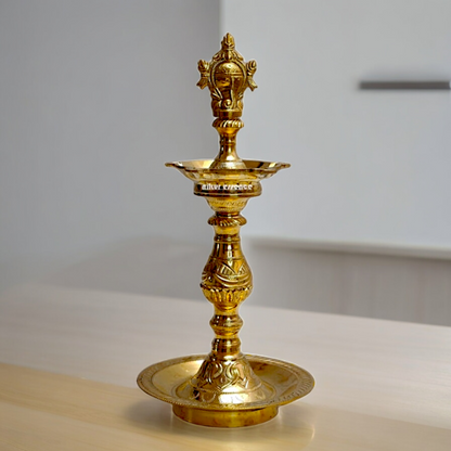 Large Brass Sangu Chakram Diya - 14.567 inches Nikuressence