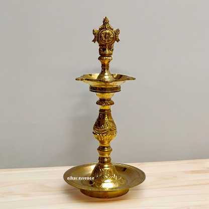 Large Brass Sangu Chakram Diya - 14.567 inches Nikuressence