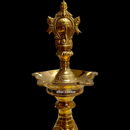 Large Brass Sangu Chakram Diya - 14.567 inches Nikuressence