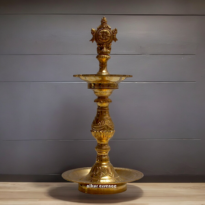 Large Brass Sangu Chakram Diya - 14.567 inches Nikuressence