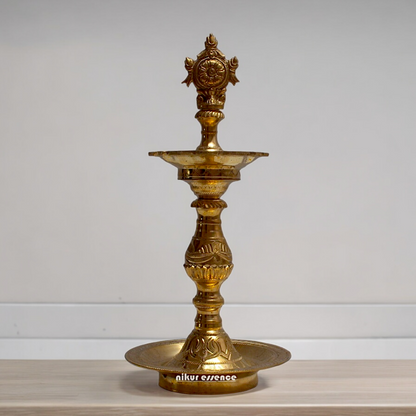 Large Brass Sangu Chakram Diya - 14.567 inches Nikuressence