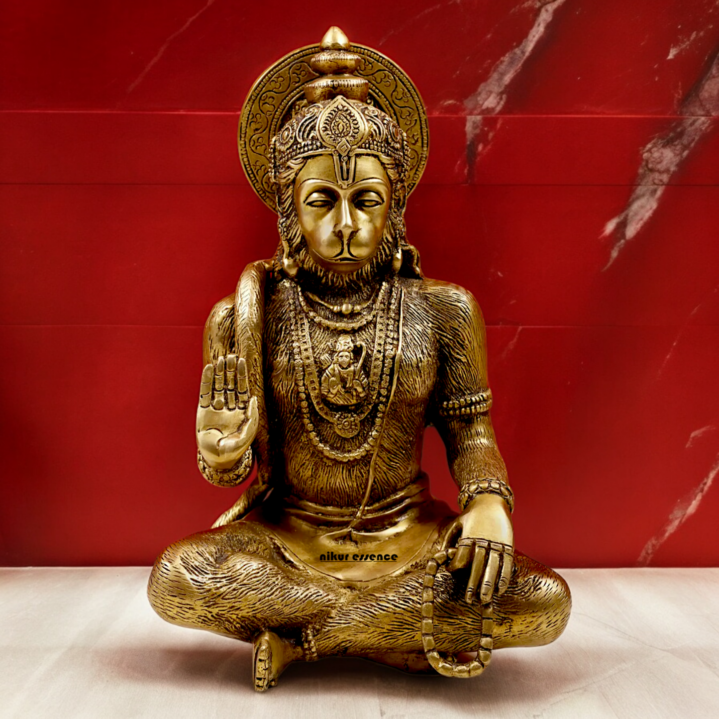 Pure Brass Hanuman Blessing Idol - 28 cm Nikuressence