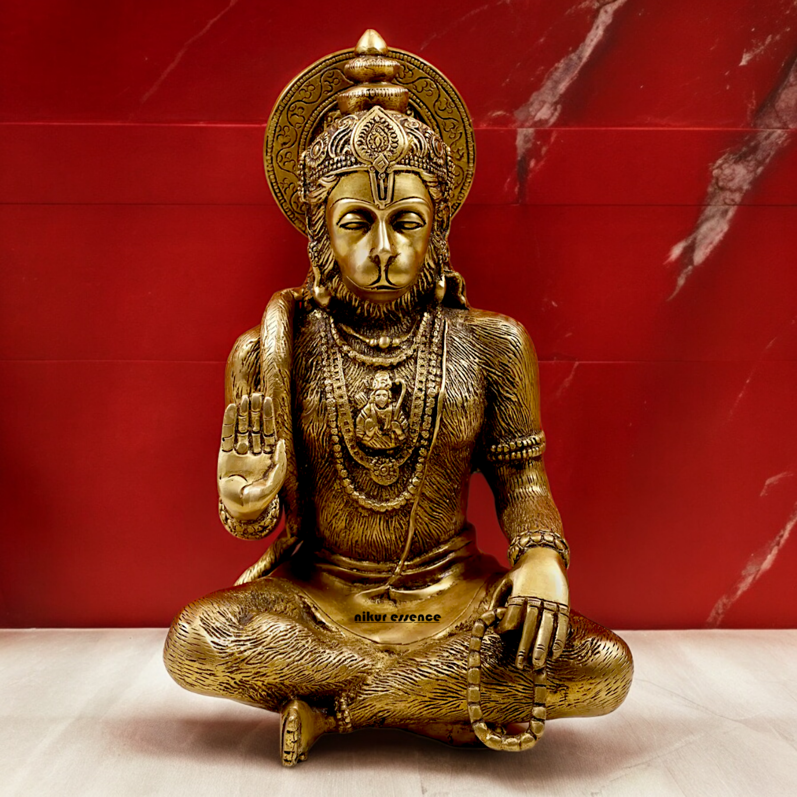 Pure Brass Hanuman Blessing Idol - 28 cm Nikuressence