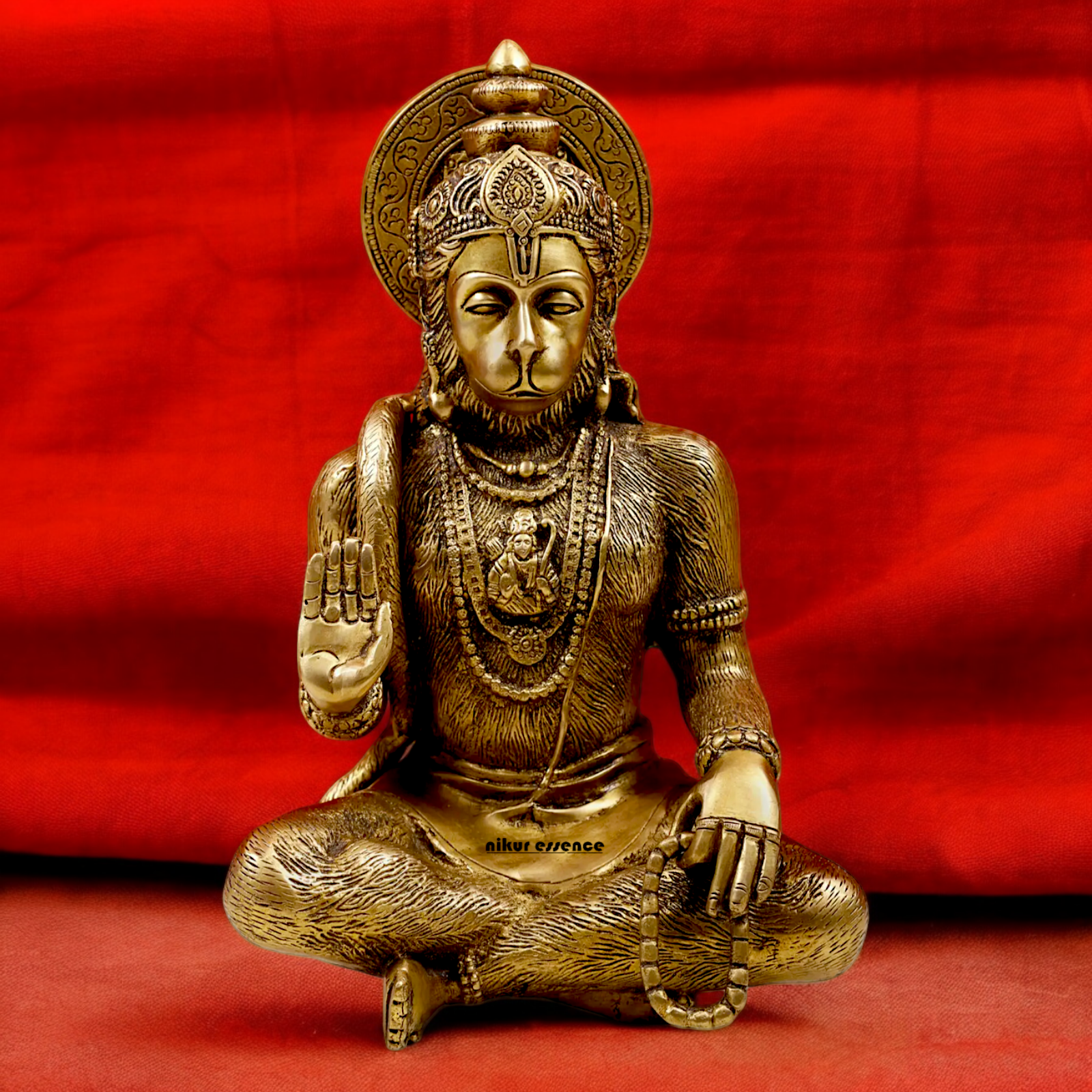 Pure Brass Hanuman Blessing Idol - 28 cm Nikuressence