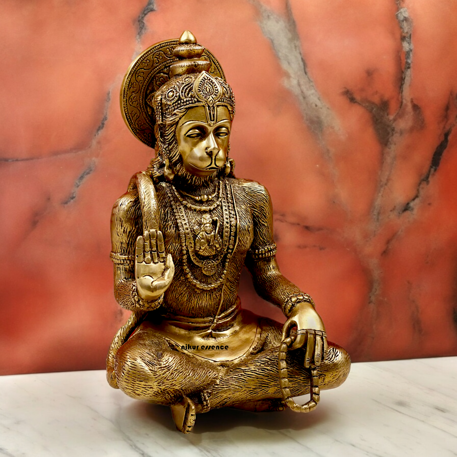 Pure Brass Hanuman Blessing Idol - 28 cm Nikuressence